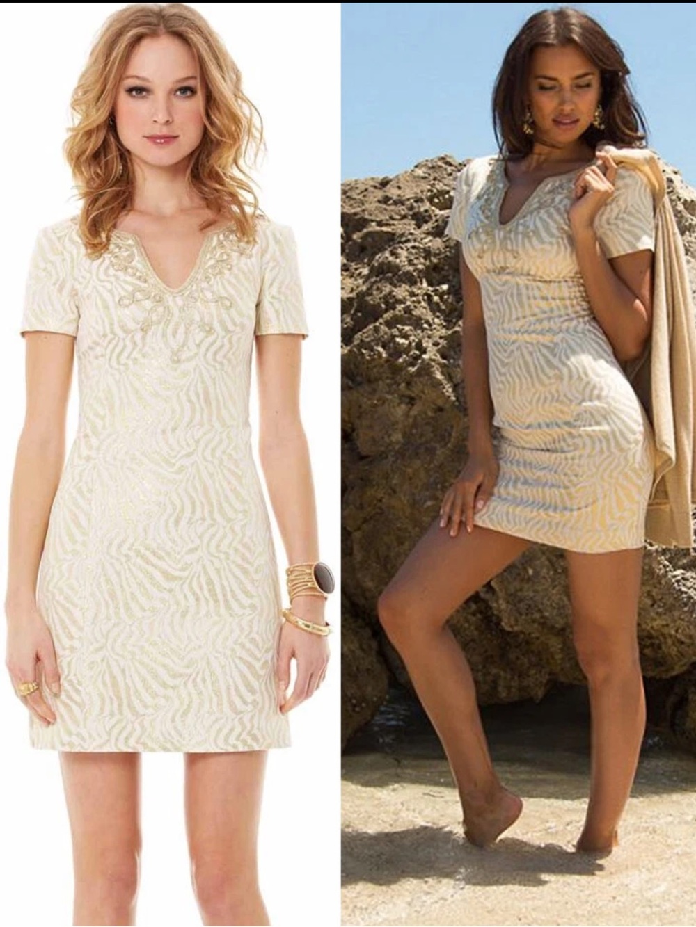 Lilly Pulitzer Milannia Mini Shift Dress Gold Metallic